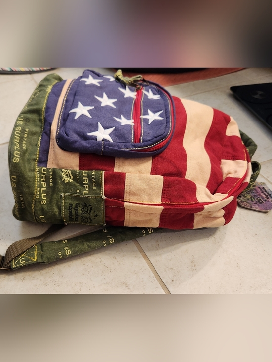 Tigerbear Republik Vintage US Surplus Heavy Canvas Backpack Flag NWT #K‎ main image 9